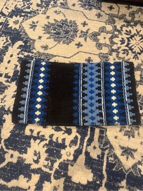Blue Black and White western saddle pad